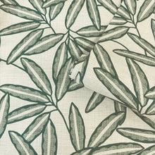 GB 2350 Grasscloth Leaf Sage Wallpaper by Belgravia