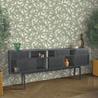 GB 2350 Grasscloth Leaf Sage Wallpaper by Belgravia