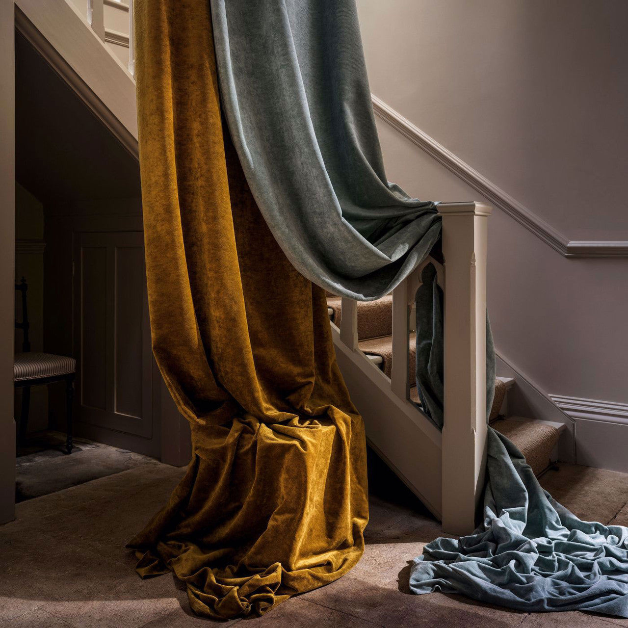 235274 Icaria and Boho Velvets Old Gold Fabric by Sanderson