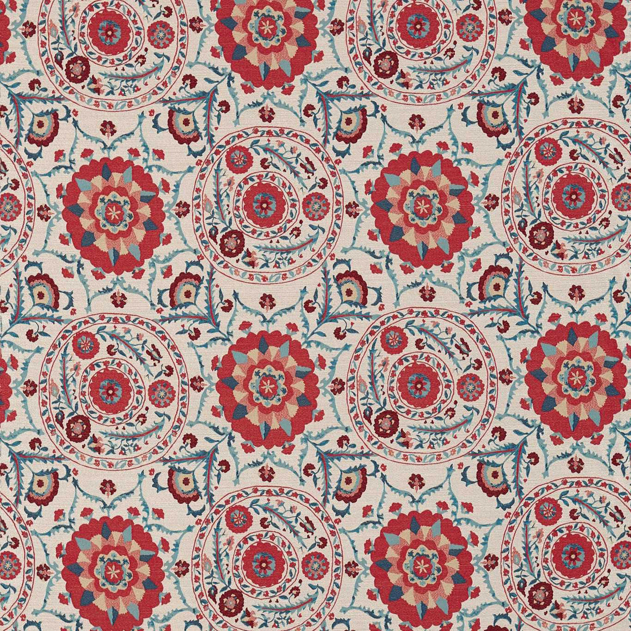 235332 Anthos Water Garden Red/Indigo Fabric by Sanderson