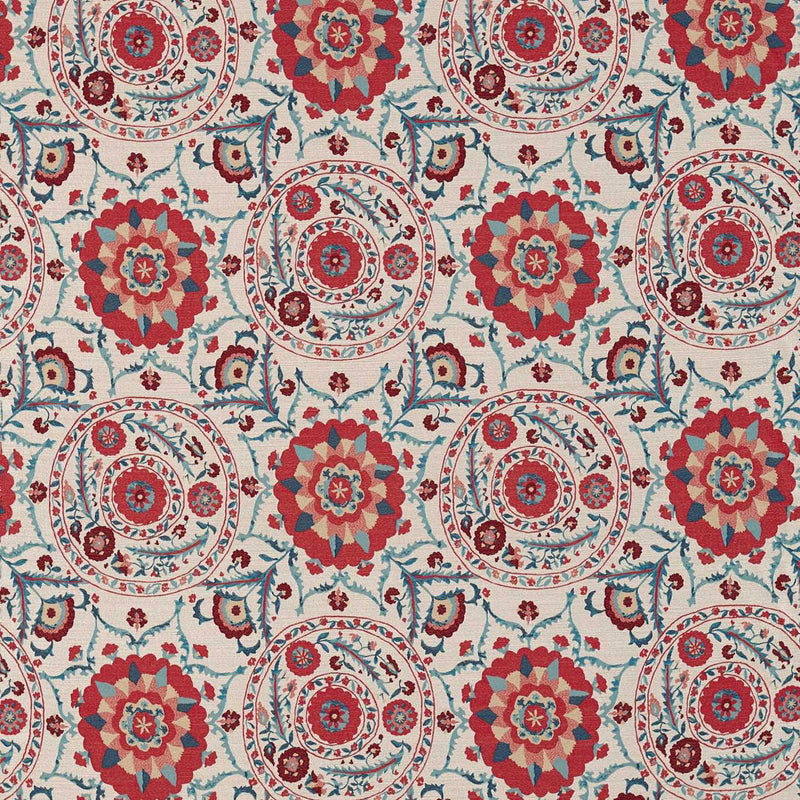 235332 Anthos Water Garden Red/Indigo Fabric by Sanderson