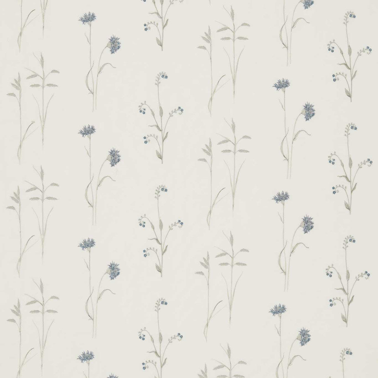 235604 Meadow Grasses Country Woodland Cobalt/Chalk Fabric by Sanderson