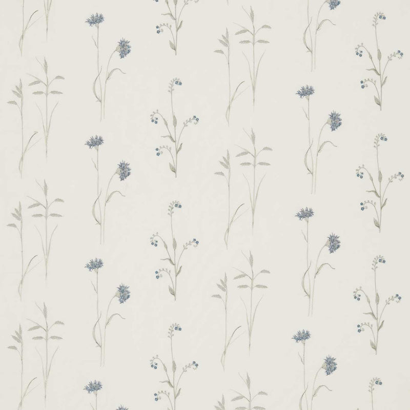 235604 Meadow Grasses Country Woodland Cobalt/Chalk Fabric by Sanderson