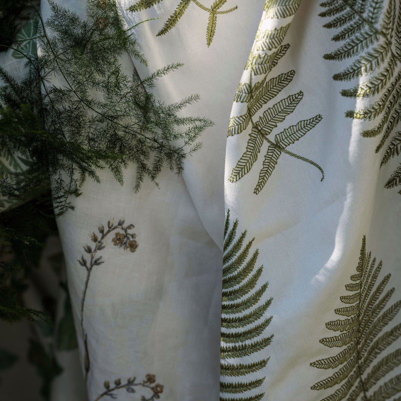 235608 Fern Embroidery Country Woodland Moss Fabric by Sanderson