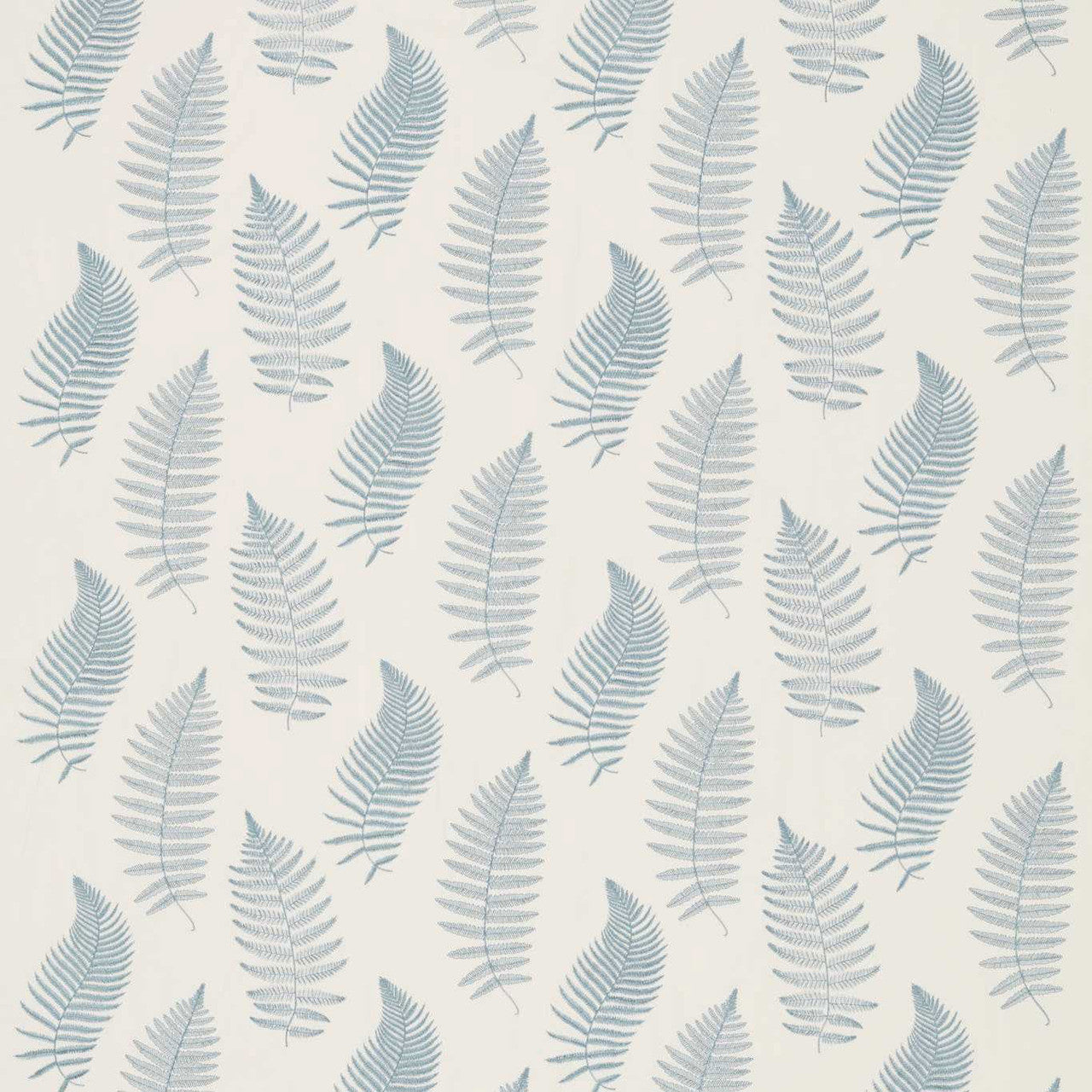 235609 Fern Embroidery Country Woodland Powder Blue Fabric by Sanderson