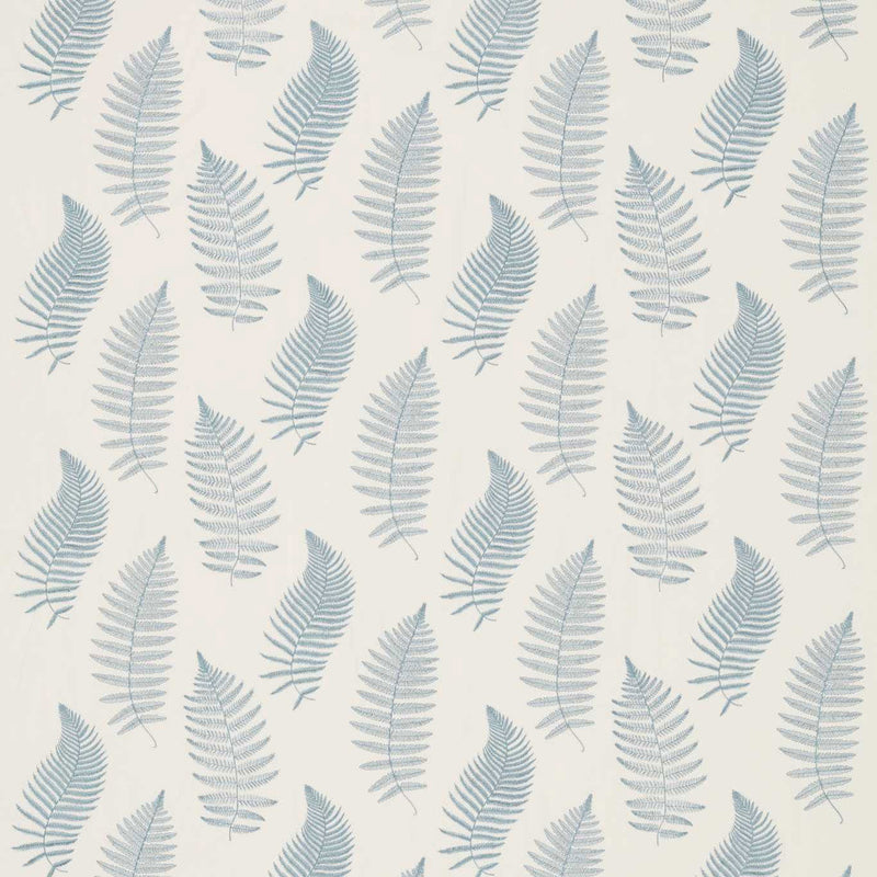 235609 Fern Embroidery Country Woodland Powder Blue Fabric by Sanderson