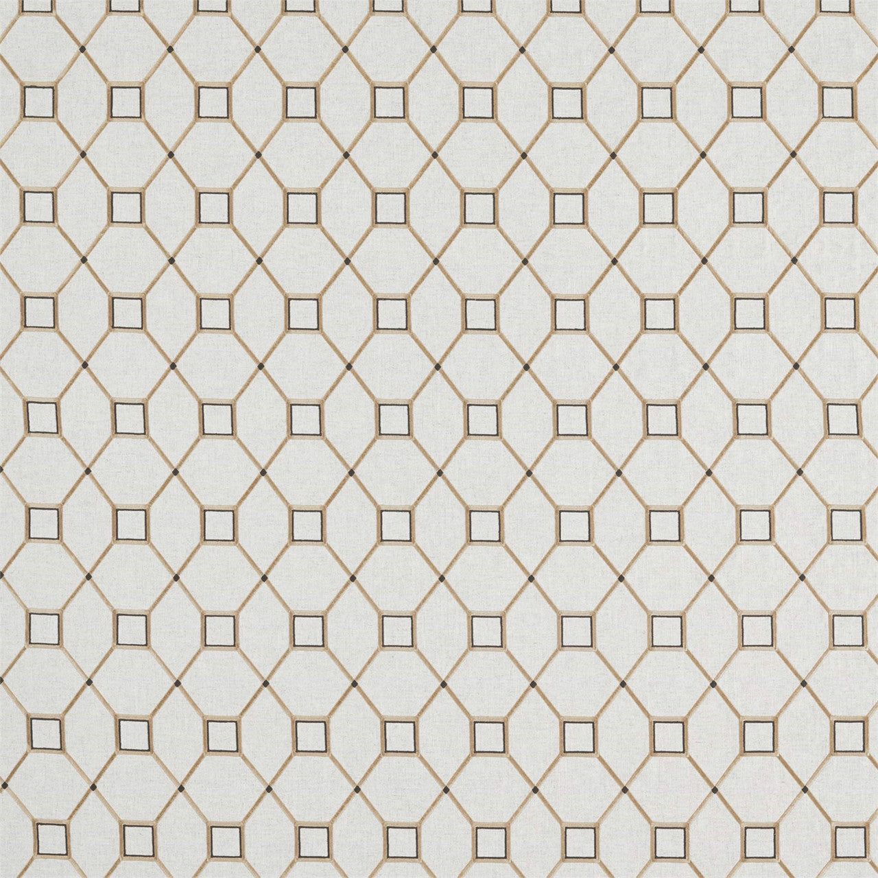 236357 Baroque Trellis Country House Charcoal/Gold Fabric by Sanderson