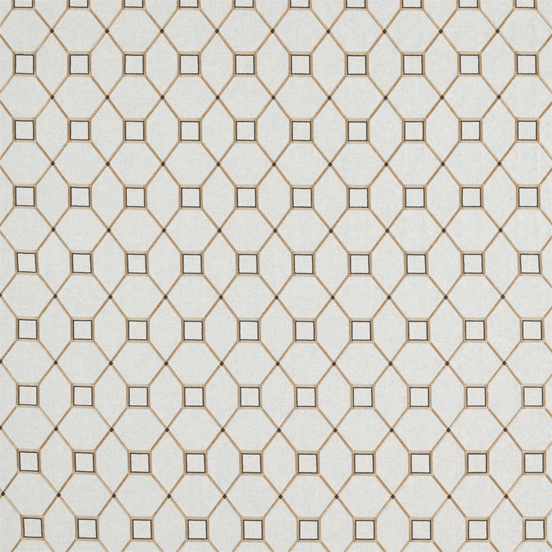 236357 Baroque Trellis Country House Charcoal/Gold Fabric by Sanderson