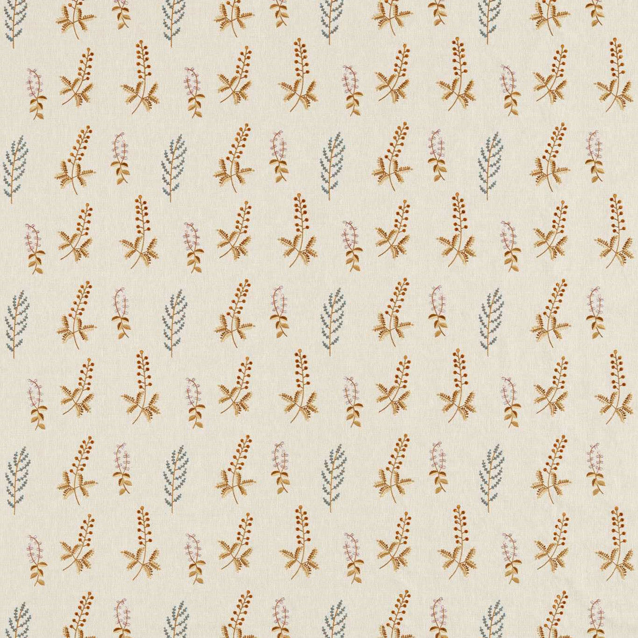 236423 Bilberry Country Woodland Denim/Barley Fabric by Sanderson