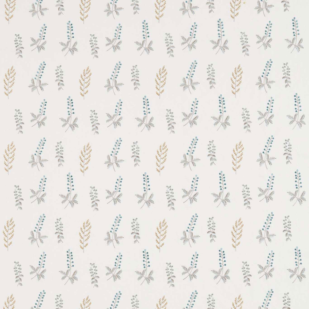 236424 Bilberry Country Woodland Dijon/Teal Fabric by Sanderson