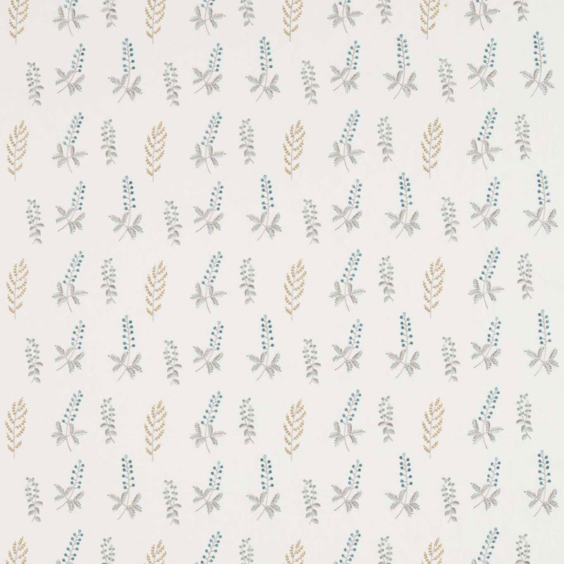 236424 Bilberry Country Woodland Dijon/Teal Fabric by Sanderson