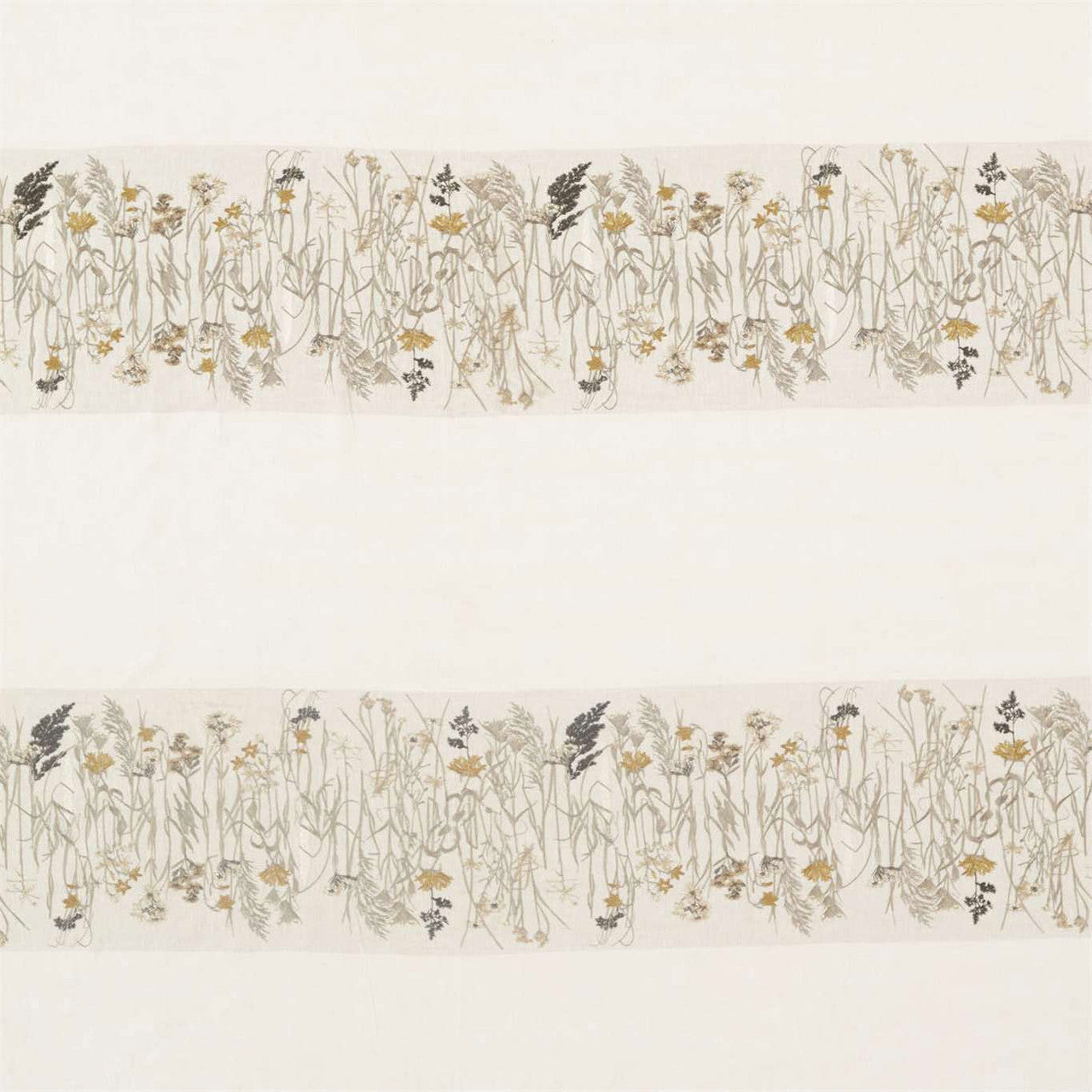 236555 Pressed Flowers Embleton Bay Sable/Corn Fabric by Sanderson