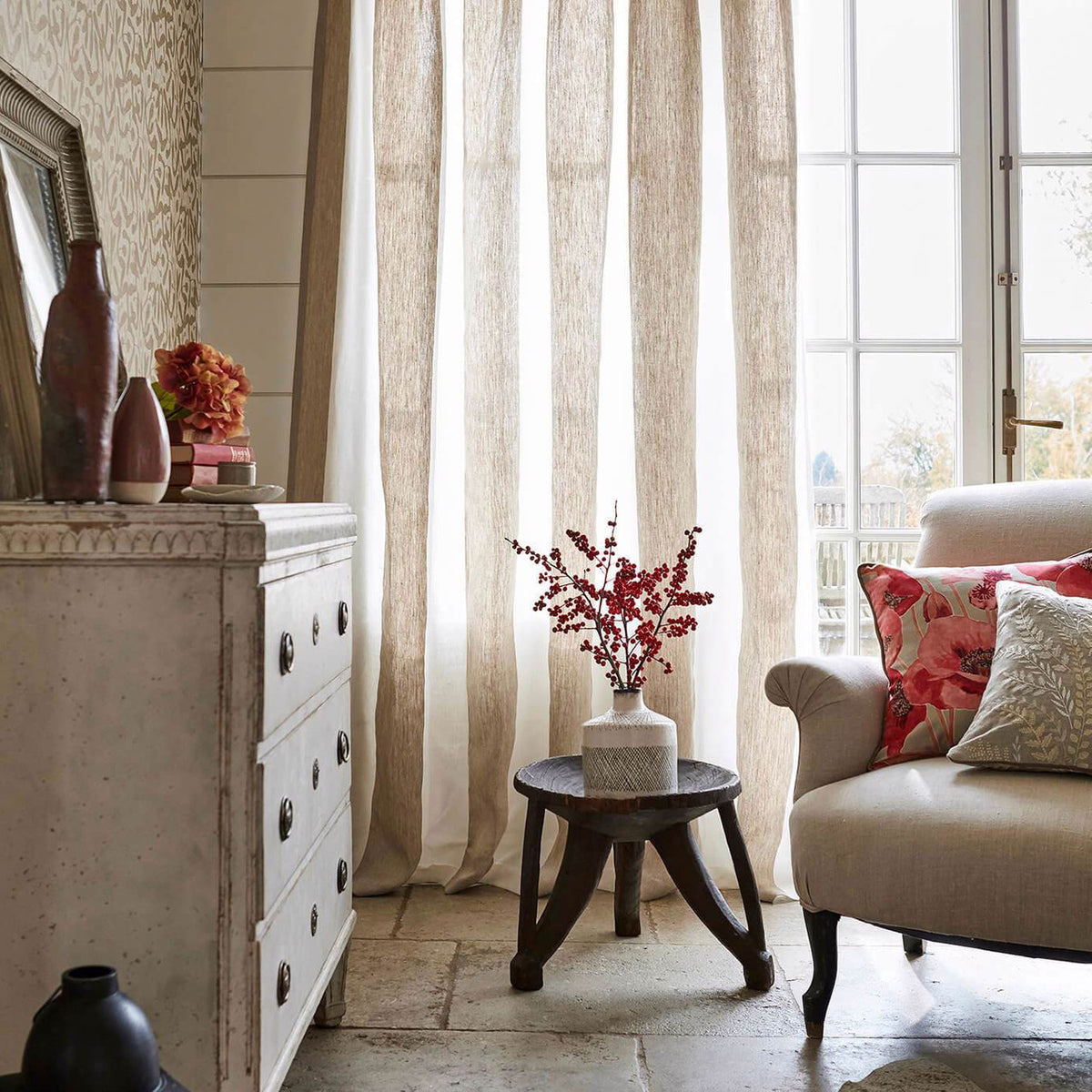 Kielder Stripe Embleton Bay Linen Fabric by Sanderson
