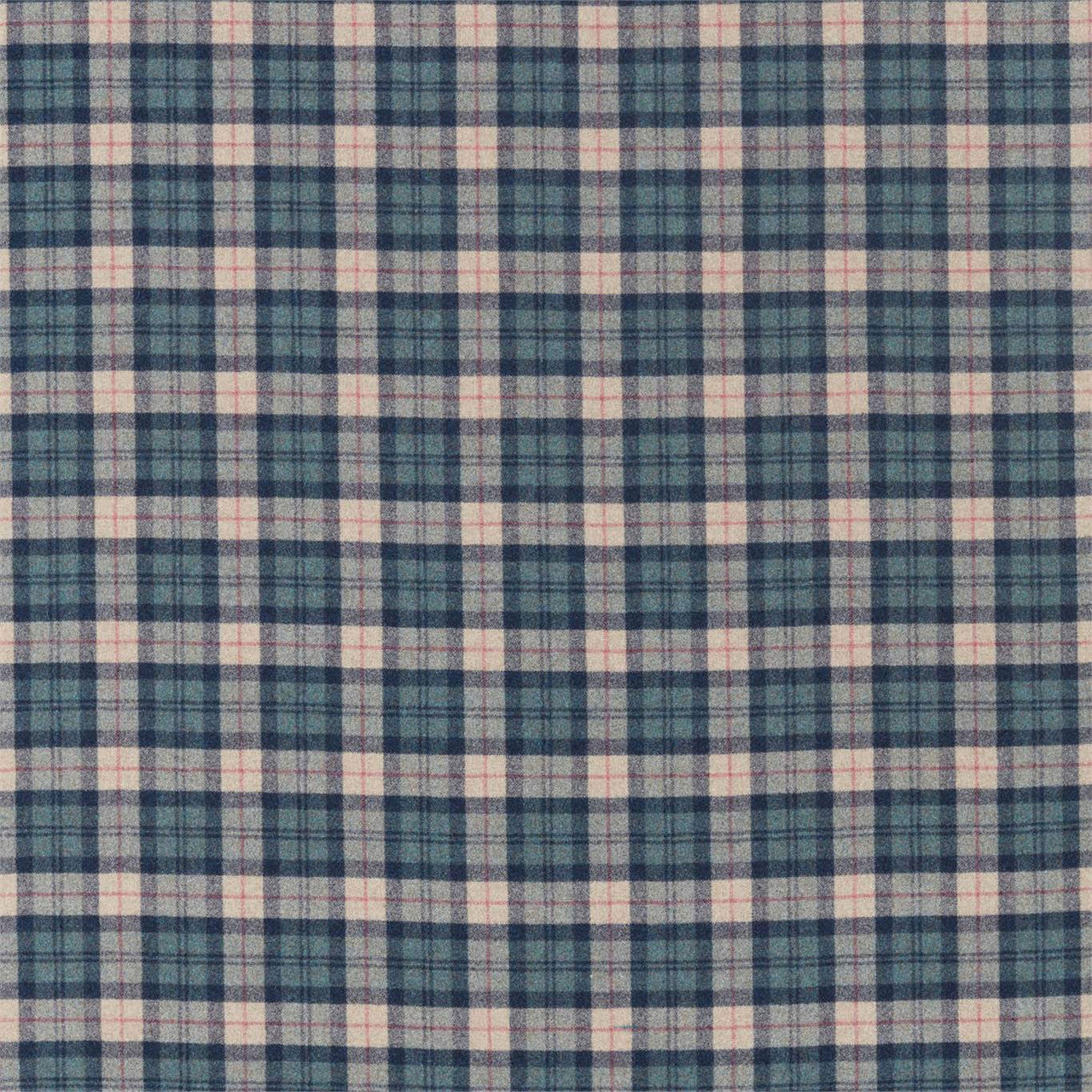 236739 Fenton Check Islay Wools Teal Fabric by Sanderson