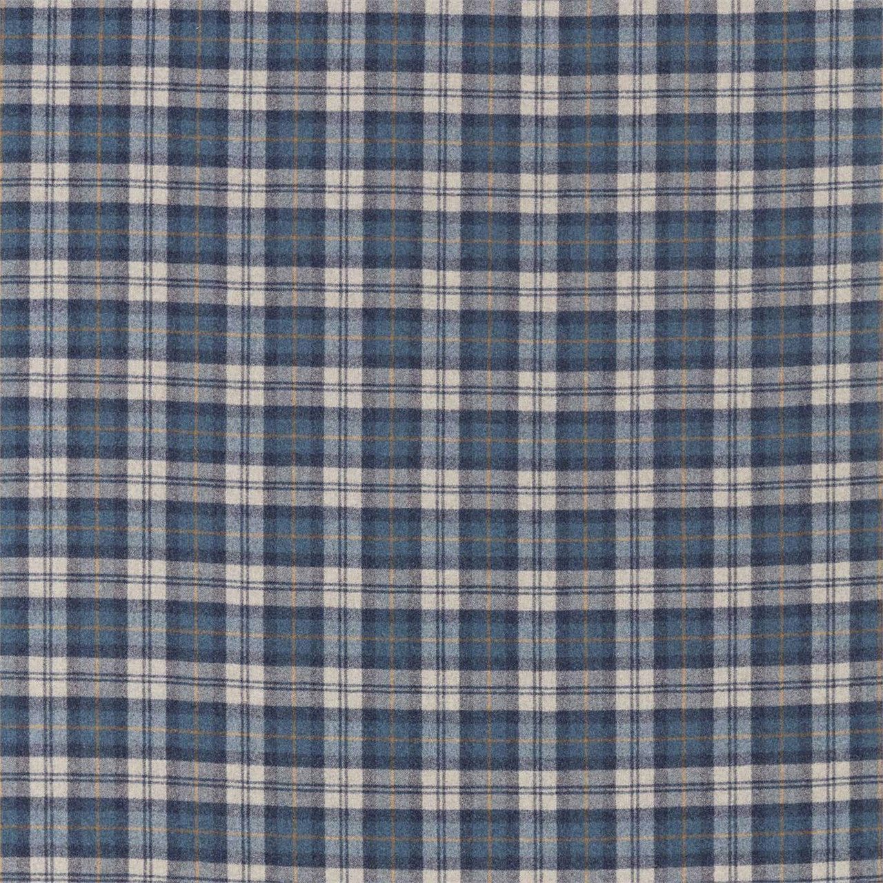 236741 Fenton Check Islay Wools Indigo/Stone Fabric by Sanderson