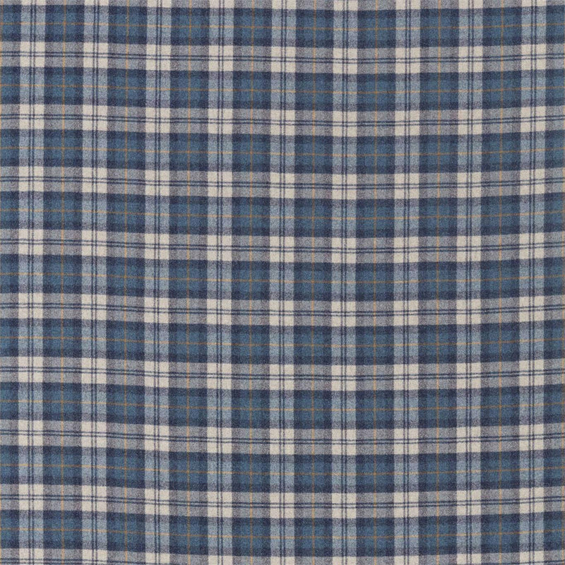236741 Fenton Check Islay Wools Indigo/Stone Fabric by Sanderson