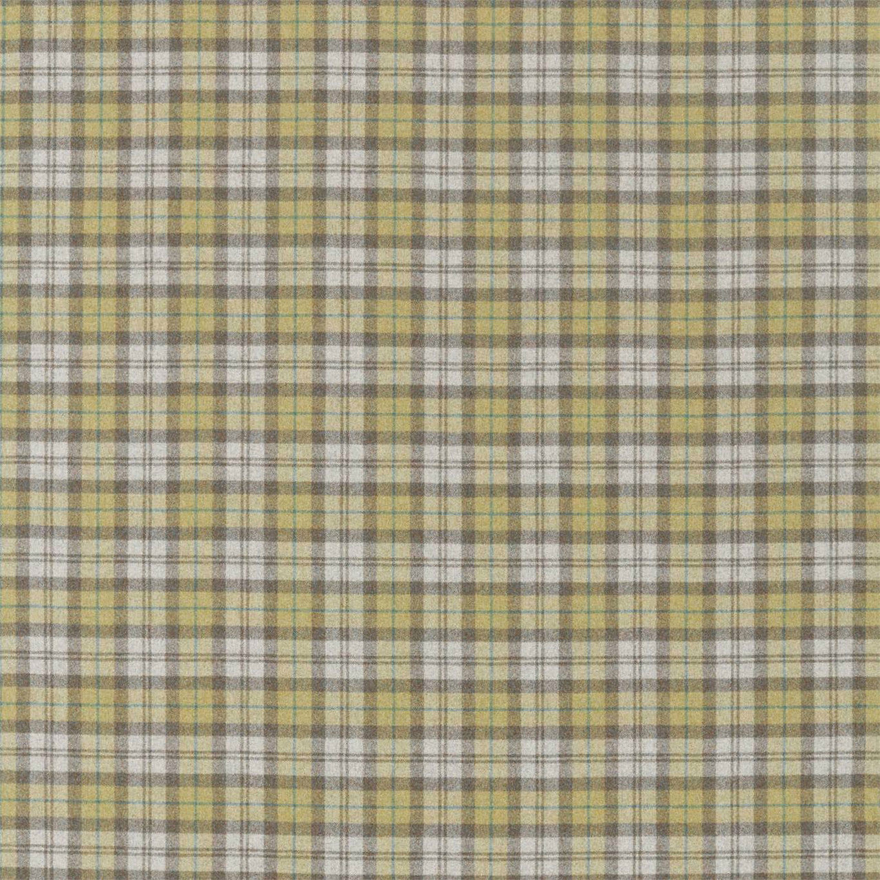 236743 Fenton Check Islay Wools Caraway/Green Fabric by Sanderson