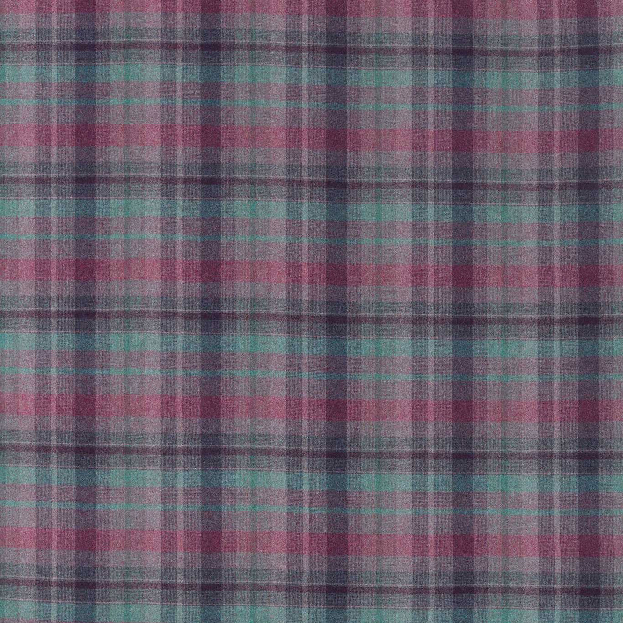 236745 Samphrey Check Islay Wools Fig/Teal Fabric by Sanderson