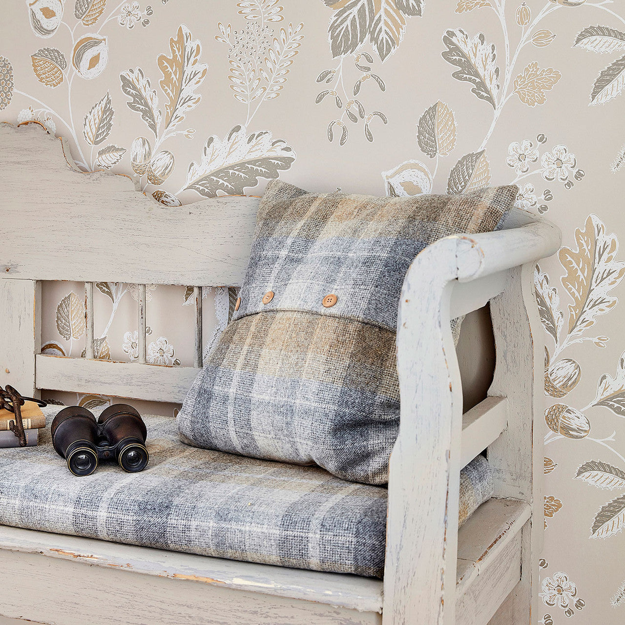 236746 Samphrey Check Islay Wools Silver/Grey Fabric by Sanderson