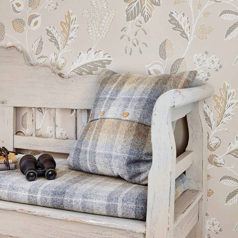 236746 Samphrey Check Islay Wools Silver/Grey Fabric by Sanderson