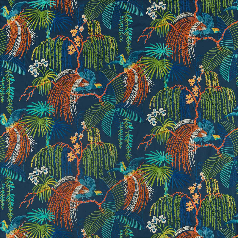 236778 Rain Forest Embroidery Glasshouse Embroidery Tropical Night Fabric by Sanderson