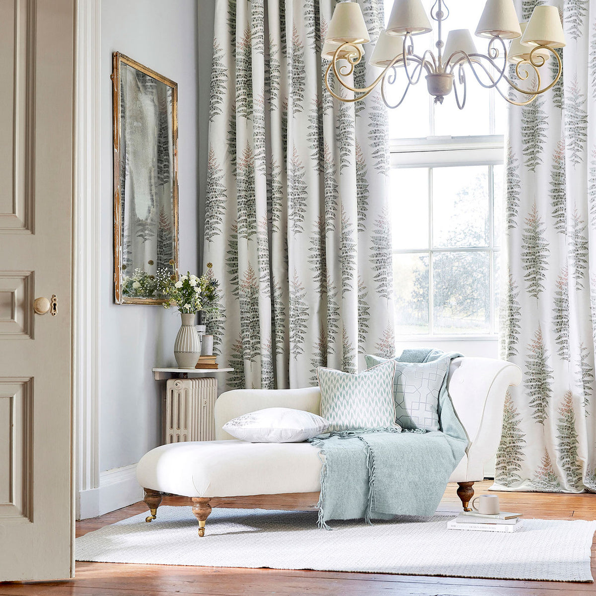 Fernery Weave Glasshouse Orchid Grey Fabric by Sanderson