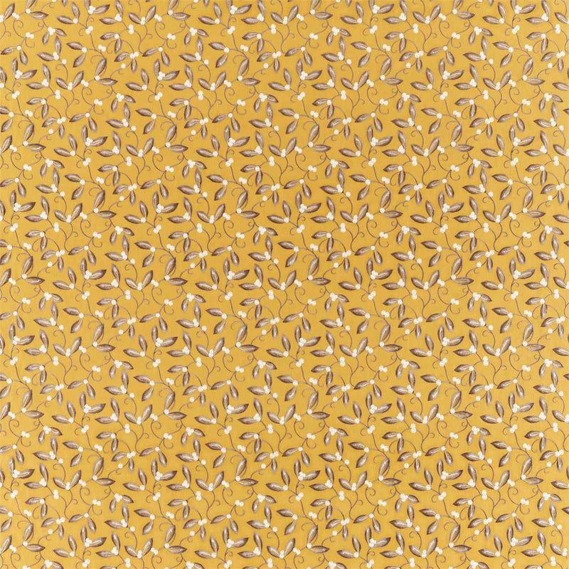 236817 Mistletoe Embroidery Melsetter Saffron Fabric by Morris & Co