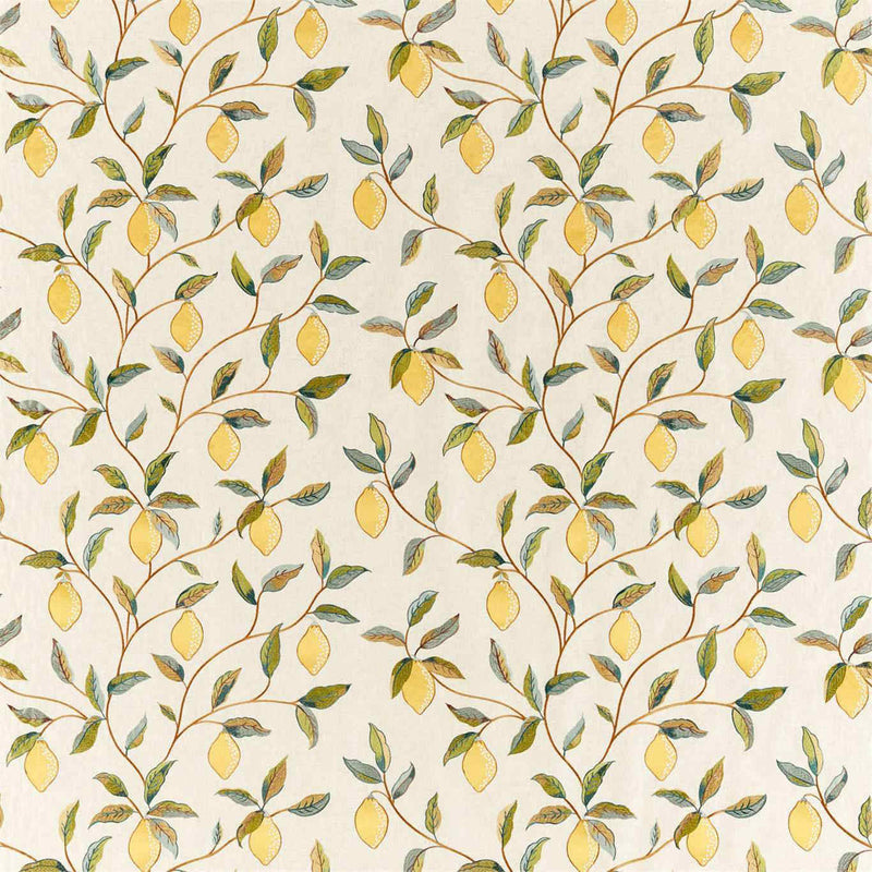 236823 Lemon Tree Embroidery Melsetter Bayleaf/Lemon Fabric by Morris & Co