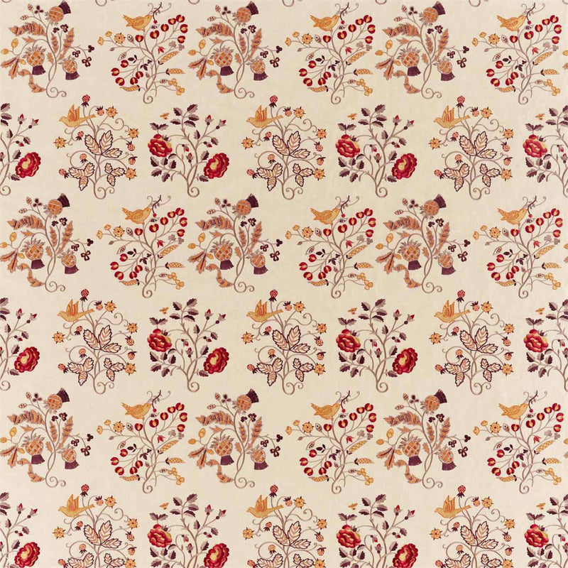 236825 Newill Embroidery Melsetter Wine/Saffron Fabric by Morris & Co