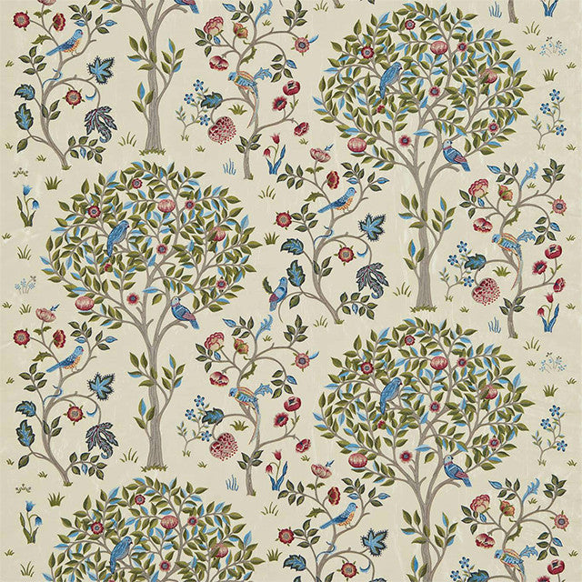 226691 Lodden Compilation Blush/Woad Fabric by Morris & Co