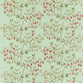 Chinese Lantern Water Garden Mint/Apricot Fabric by Sanderson