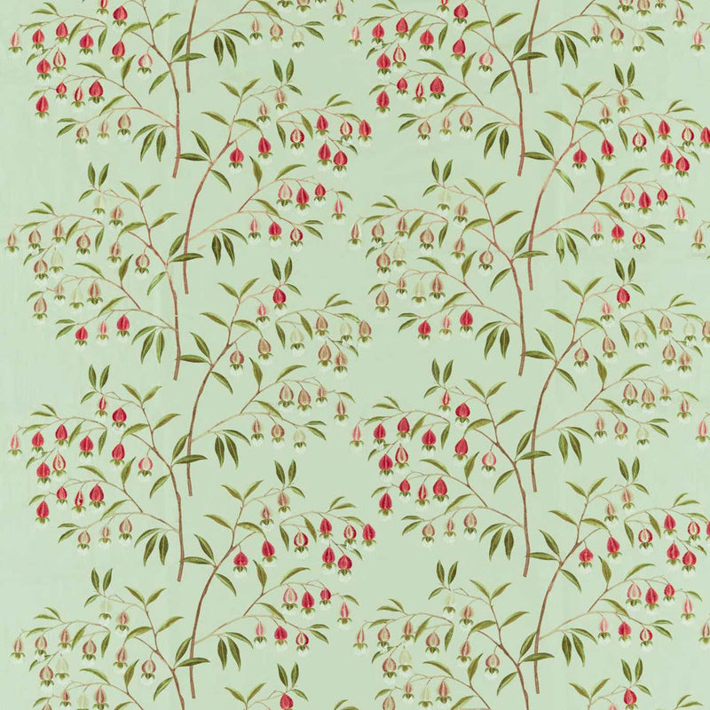 237270 Chinese Lantern Water Garden Mint/Apricot Fabric by Sanderson