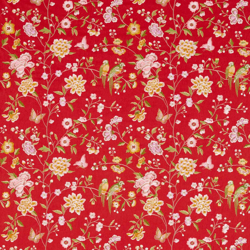 237274 Chinoiserie Hall Water Garden Cinnabar Red Fabric by Sanderson