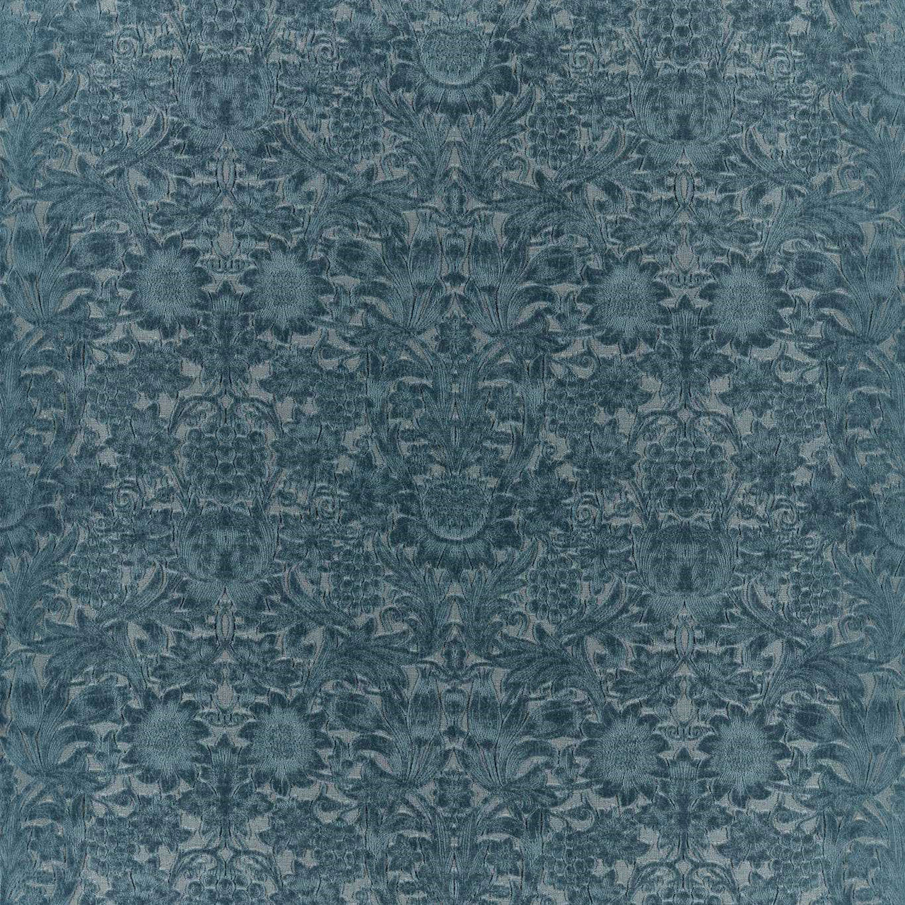 237285 Sunflower Caffoy Velvet Wardle Velvets Webb's Blue Fabric by Morris & Co
