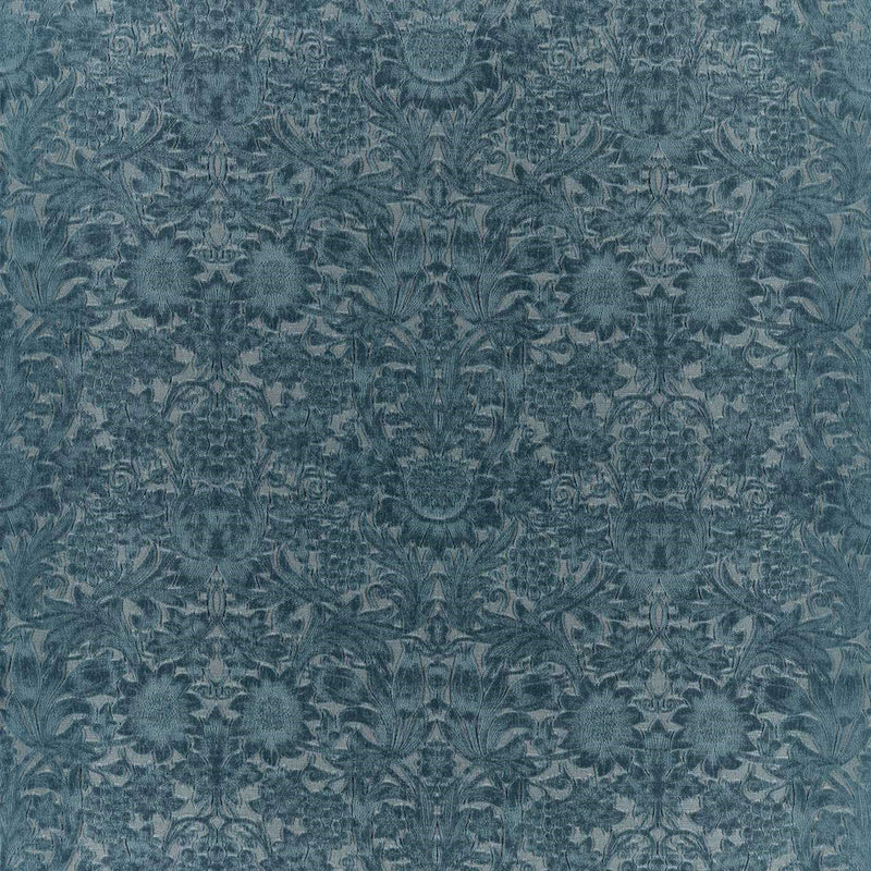 237285 Sunflower Caffoy Velvet Wardle Velvets Webb's Blue Fabric by Morris & Co
