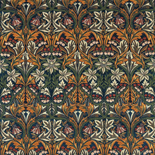 237293 Bluebell Embroidery Wardle Velvets Indigo/Russet Fabric by Morris & Co