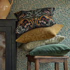 237293 Bluebell Embroidery Wardle Velvets Indigo/Russet Fabric by Morris & Co