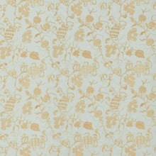 237389 Mydsommer Pickings Giles Deacon Smog Blue/Lame Gold Fabric by Sanderson