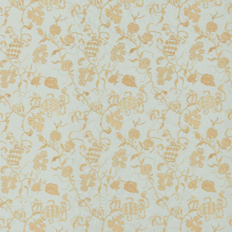 237389 Mydsommer Pickings Giles Deacon Smog Blue/Lame Gold Fabric by Sanderson