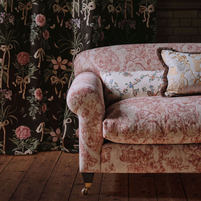 237389 Mydsommer Pickings Giles Deacon Smog Blue/Lame Gold Fabric by Sanderson