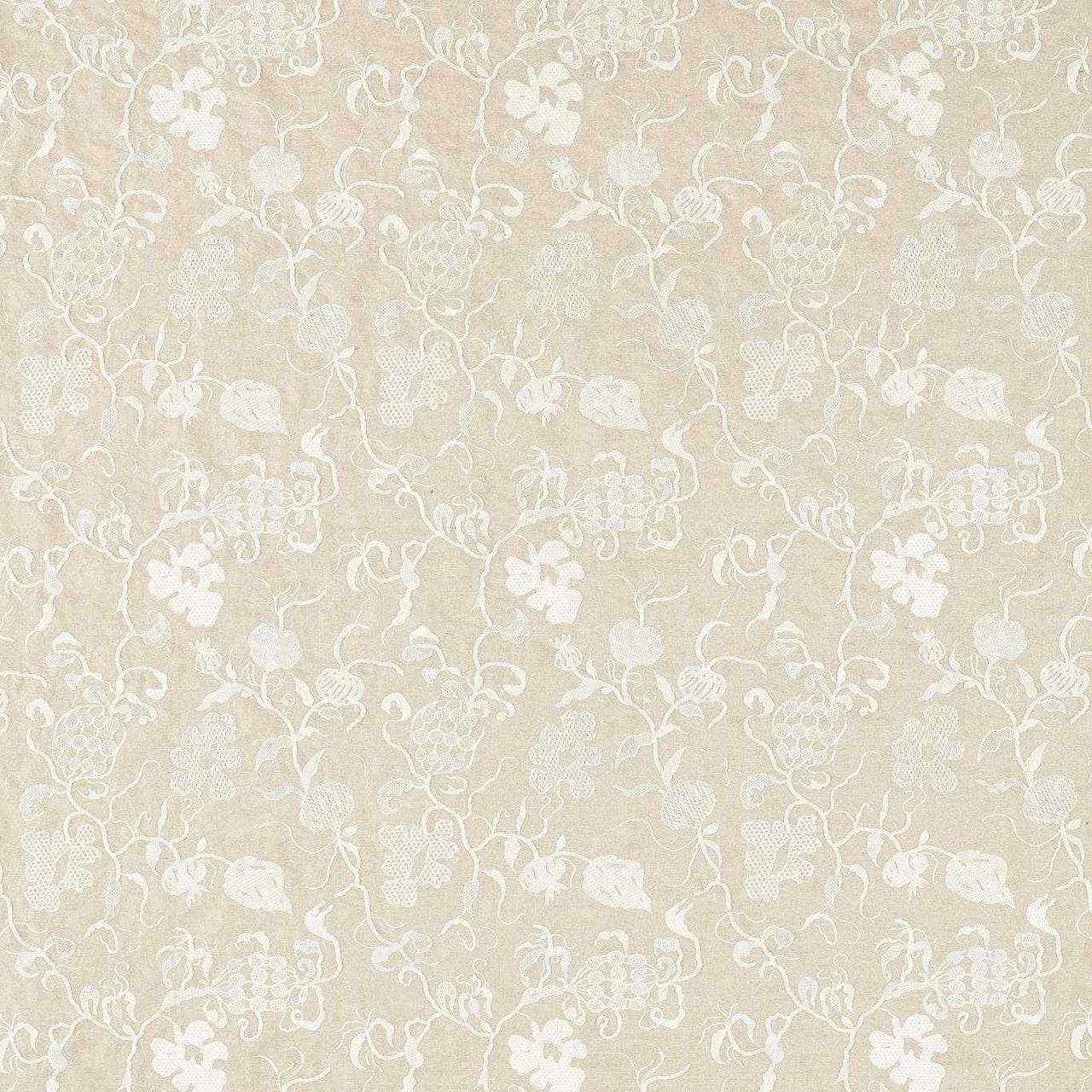 237391 Mydsommer Pickings Giles Deacon Linen/Chalk Fabric by Sanderson