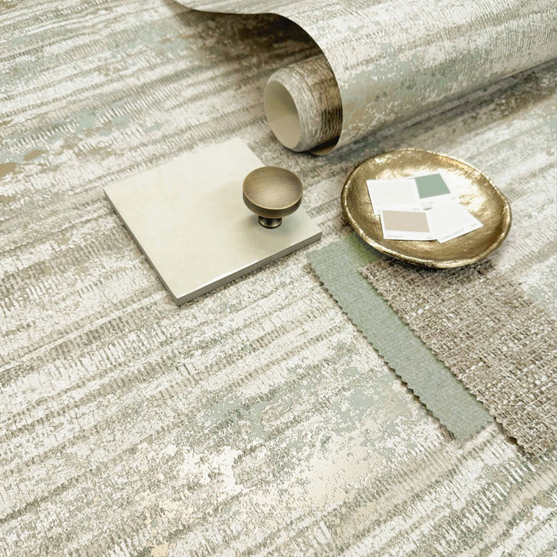 2382 Plain Metallic Sage Oakah Wallpaper by Belgravia