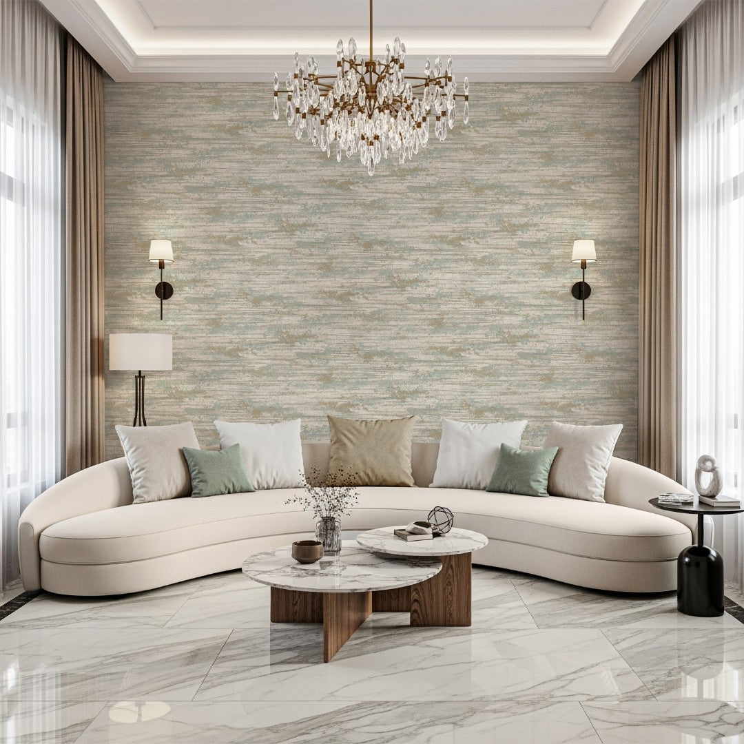 2382 Plain Metallic Sage Oakah Wallpaper by Belgravia