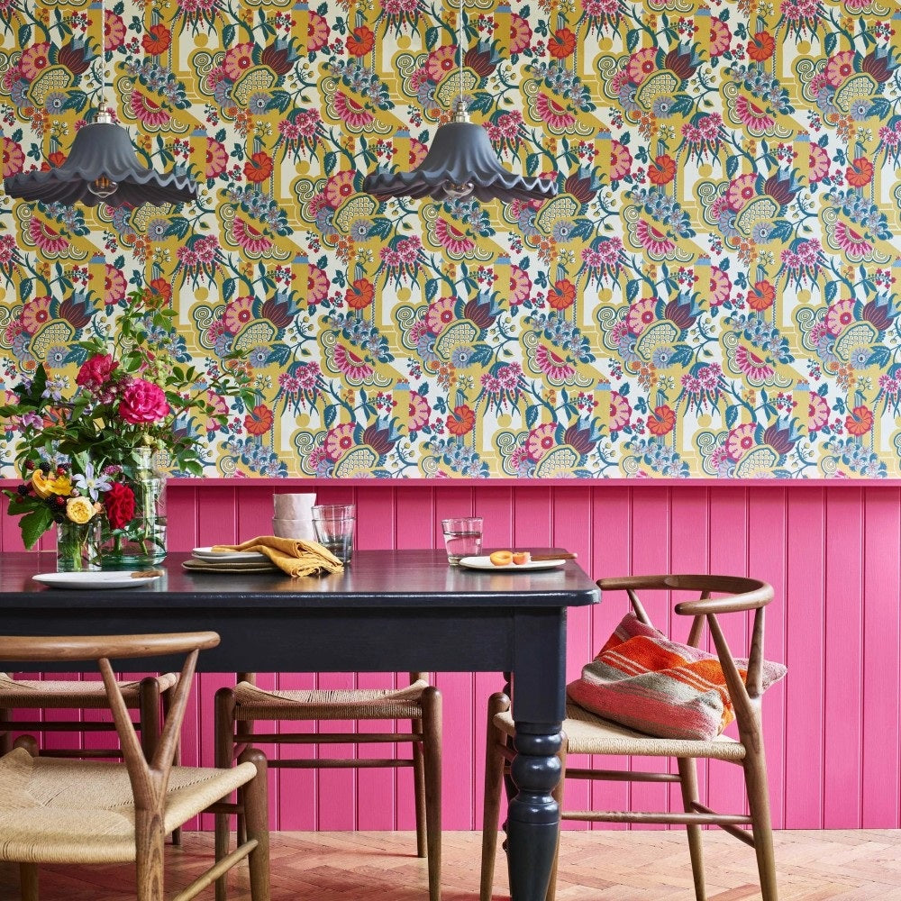Pineapple Garden Yellow V&A Decorative Papers II Wallpaper by 1838 Wallcoverings