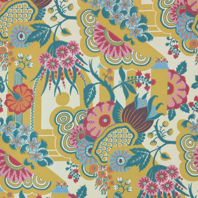 Pineapple Garden Yellow V&A Decorative Papers II Wallpaper by 1838 Wallcoverings