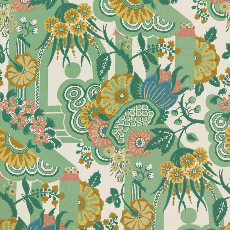Pineapple Garden Verde Green V&A Decorative Papers II Wallpaper by 1838 Wallcoverings
