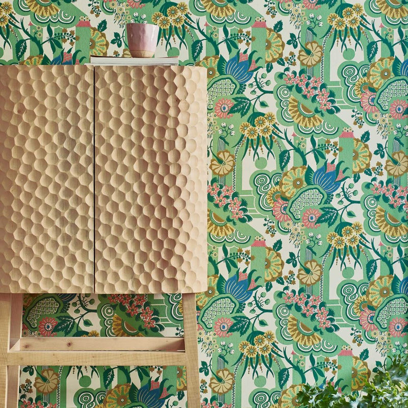 Pineapple Garden Verde Green V&A Decorative Papers II Wallpaper by 1838 Wallcoverings