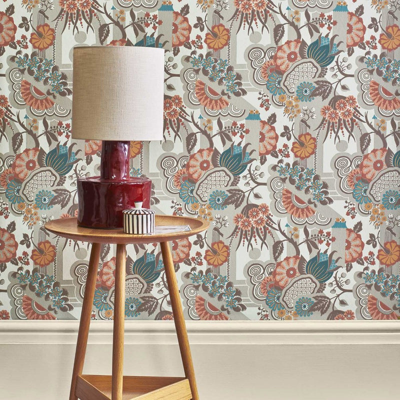 Pineapple Garden Apricot V&A Decorative Papers II Wallpaper by 1838 Wallcoverings