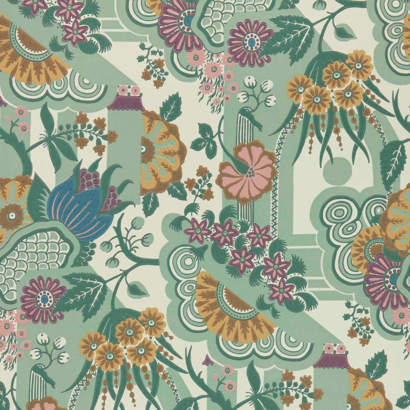 Pineapple Garden Sage Green V&A Decorative Papers II Wallpaper by 1838 Wallcoverings