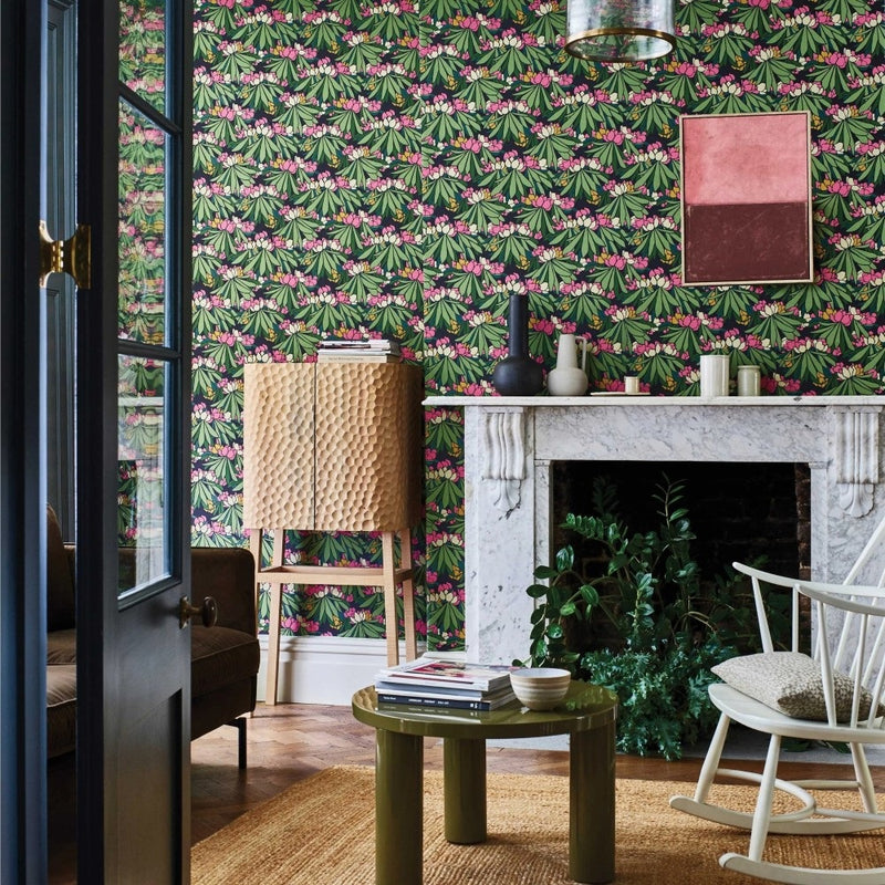 Rhododendron Magenta Pink V&A Decorative Papers II Wallpaper by 1838 Wallcoverings
